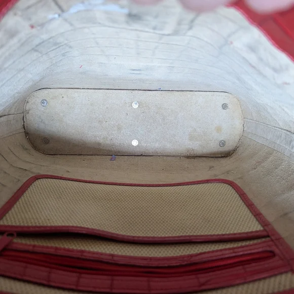 DOONEY & BOURKE Red Leather Vintage Embossed Croc Tote Shoulder Bag USA - Picture 12 of 15